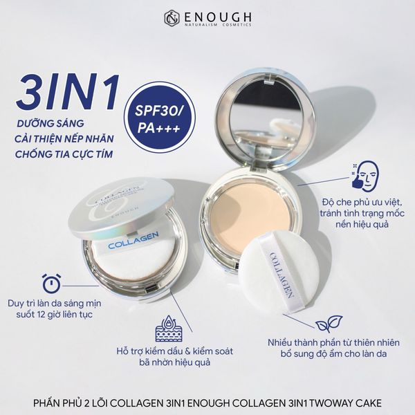 PHẤN PHỦ 2 LÕI COLLAGEN 3IN1 ENOUGH COLLAGEN 3IN1 TWOWAY CAKE 26G