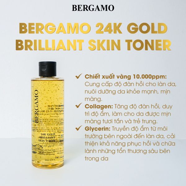 TONER VÀNG BERGAMO 24K GOLD BRILLIANT SKIN TONER 250ML