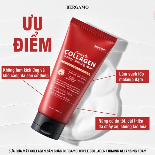 SỮA RỬA MẶT COLLAGEN SĂN CHẮC BERGAMO TRIPLE COLLAGEN FIRMING CLEANSING FOAM 120ML