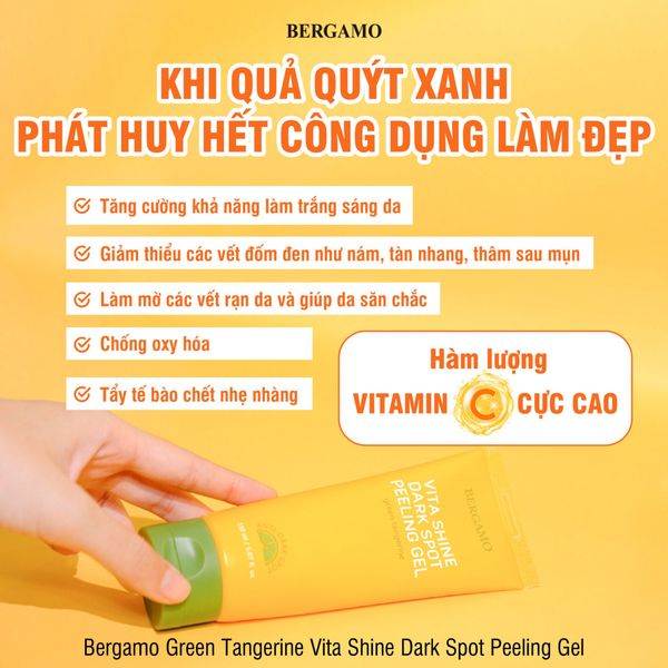 TẨY DA CHẾT QUÝT XANH TRẮNG DA MỜ THÂM NÁM BERGAMO GREEN TANGERIN VITA SHINE DARK SPOT PEELING GEL 150ML