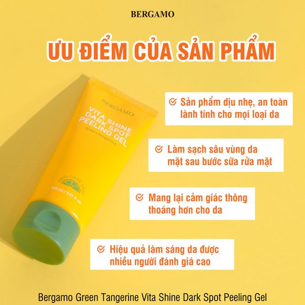 TẨY DA CHẾT QUÝT XANH TRẮNG DA MỜ THÂM NÁM BERGAMO GREEN TANGERIN VITA SHINE DARK SPOT PEELING GEL 150ML