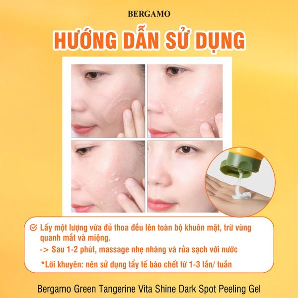 TẨY DA CHẾT QUÝT XANH TRẮNG DA MỜ THÂM NÁM BERGAMO GREEN TANGERIN VITA SHINE DARK SPOT PEELING GEL 150ML