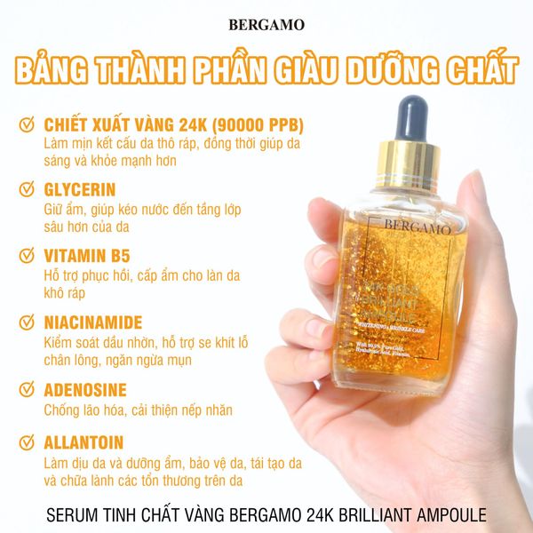 SERUM VÀNG BERGAMO 24K GOLD BRILLIANT AMPOULE 90ML