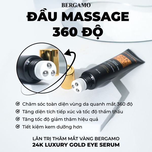 LĂN GIẢM THÂM MẮT VÀNG BERGAMO 24K LUXURY GOLD EYE SERUM 30ML