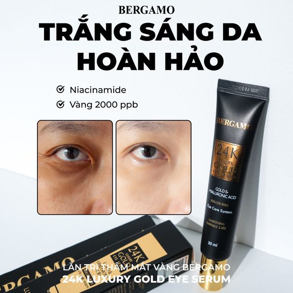 LĂN GIẢM THÂM MẮT VÀNG BERGAMO 24K LUXURY GOLD EYE SERUM 30ML