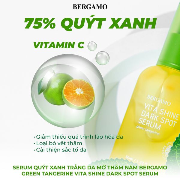 SERUM QUÝT XANH TRẮNG DA MỜ THÂM NÁM BERGAMO GREEN TANGERIN VITA SHINE DARK SPOT SERUM 50ML