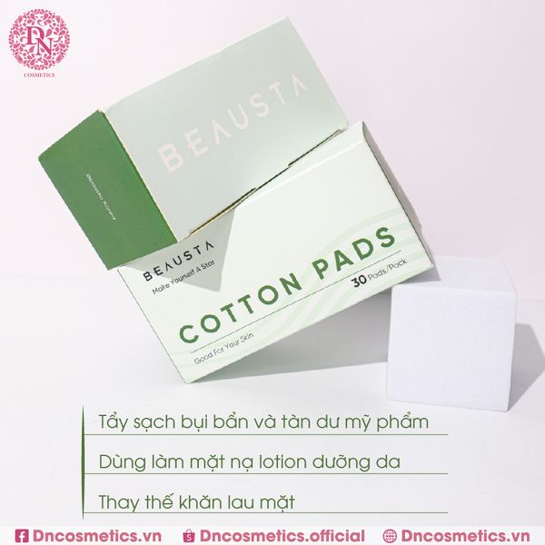 BÔNG TẨY TRANG BEAUSTA COTTON PADS HỘP 30 MIẾNG