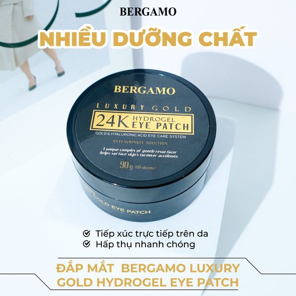 ĐẮP MẮT BERGAMO LUXURY GOLD HYDROGEL EYE PATCH (60PCS) 90G