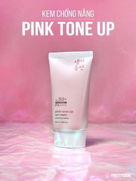 KEM CHỐNG NẮNG NÂNG TONE PRETTY SKIN PINK TONE UP SUN CREAM 50ML [MUA 1 KEM CHỐNG NẮNG TẶNG 1 MẶT NẠ OHESI 25K]