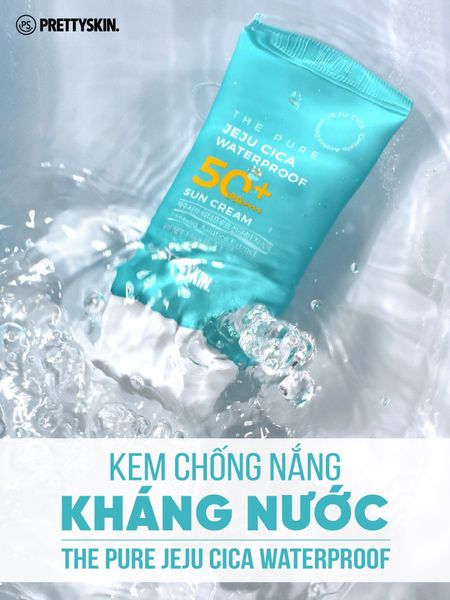 KEM CHỐNG NẮNG KHÔNG TRÔI PRETTY SKIN JEJU CICA WATERPROOF SUN CREAM 50ML [MUA 1 KEM CHỐNG NẮNG TẶNG 1 MẶT NẠ OHESI 25K]