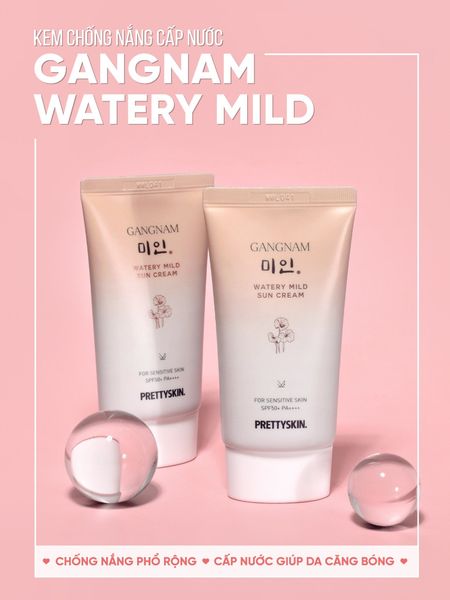 KEM CHỐNG NẮNG TRẮNG DA PRETTY SKIN GANGNAM WATERY MILD SUN CREAM 50ML  [MUA 1 KEM CHỐNG NẮNG TẶNG 1 MẶT NẠ OHESI 25K]