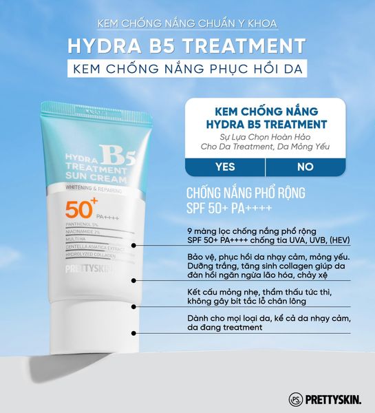 KEM CHỐNG NẮNG HỖ TRỢ PHỤC HỒI PRETTY SKIN HYDRA B5 SUN CREAM 70ML [MUA 1 KEM CHỐNG NẮNG TẶNG 1 SERUM VITAMIN C QUÝT XANH BERGAMO 10ML]