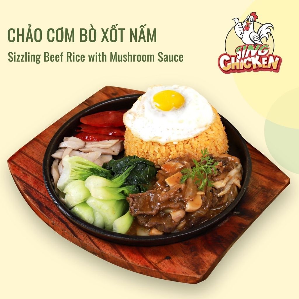 Chảo cơm bò sốt nấm