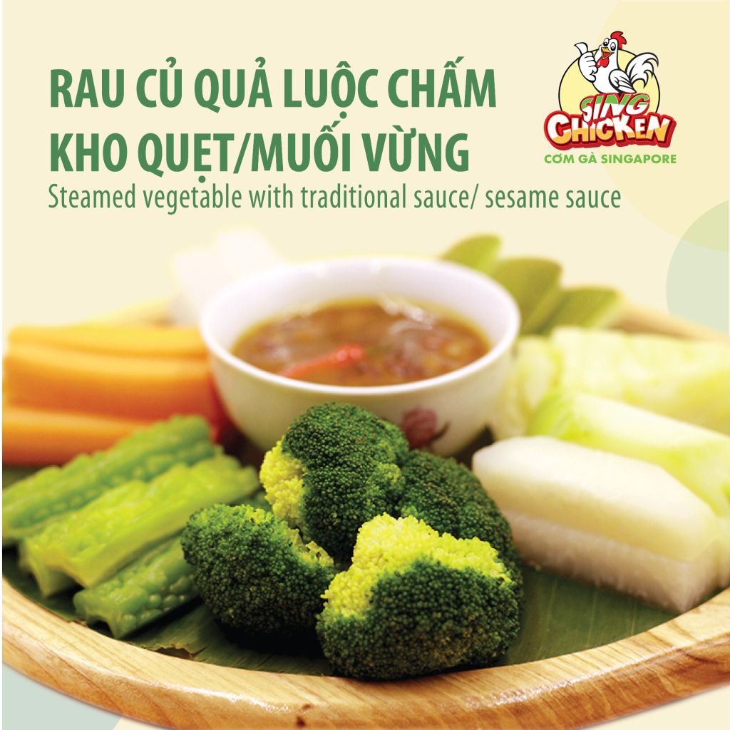  Rau quả luộc chấm kho quẹt/ muối vừng 