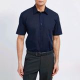  Sơ mi cộc tay Galvin Cotton Lụa  - Xanh Than 