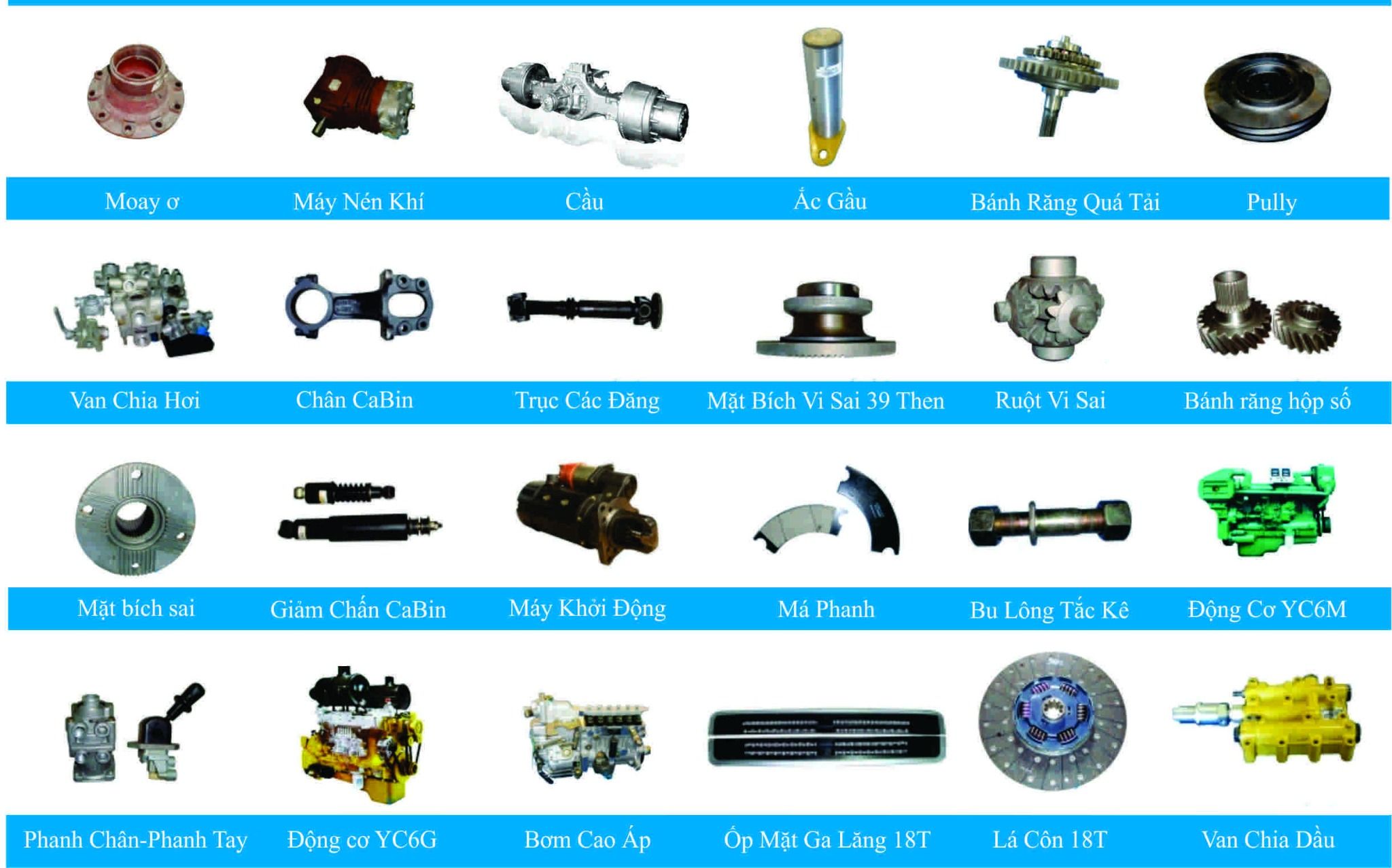 Phụ tùng chính hãng Chenglong, Hyundai, Hino