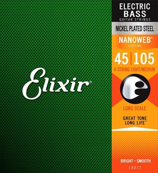 Dây đàn Guitar Bass Elixir 14077 Bass Electric 45-105 Nanoweb