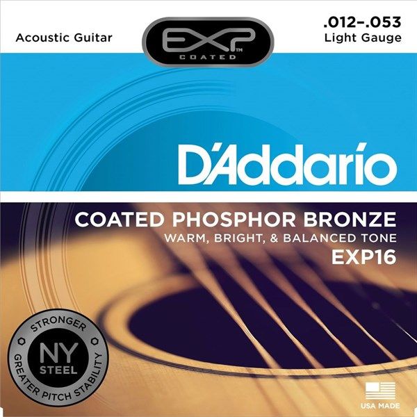 D'Addario EXP16 Acoustic 12-53 Coated Phosphor Bronze