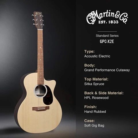 Martin X Series GPC-X2E Rosewood Acoustic Guitar