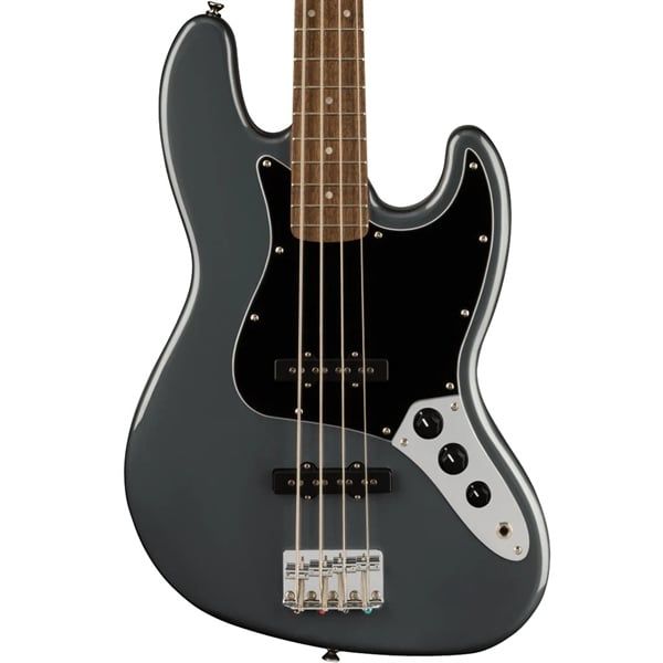 Guitar Bass Squier Affinity J Bass Guitar Laurel in Charcoal Frost Metallic
