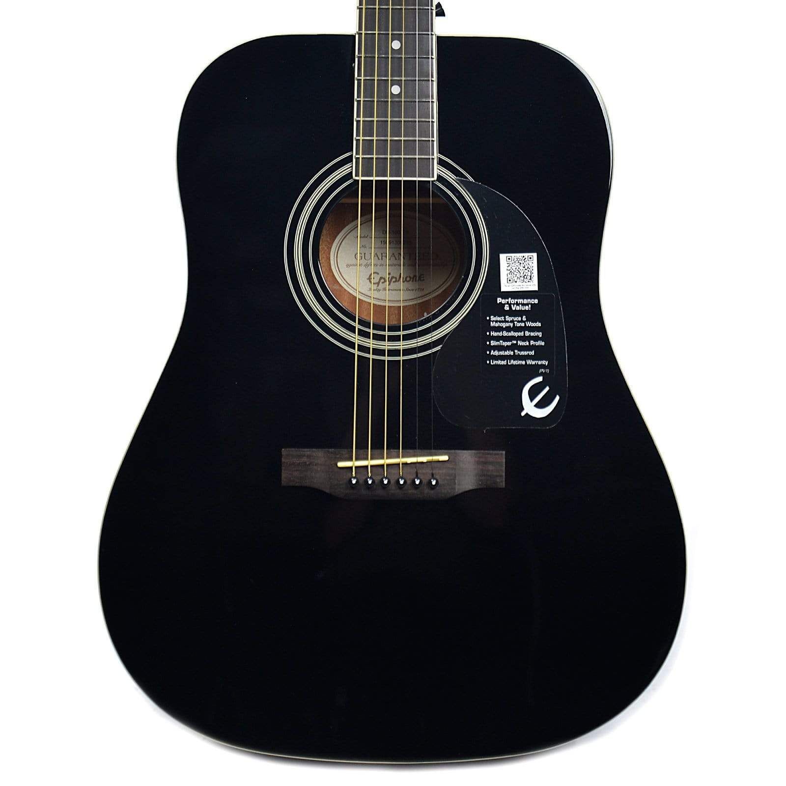  Epiphone DR-100 Dreadnought Acoustic Ebony 