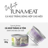  Thịt hộp Meowow cho mèo | Cá ngừ trắng nguyên miếng và nước hầm xương | Giàu DHA và Omega-3 | Nhiều topping 