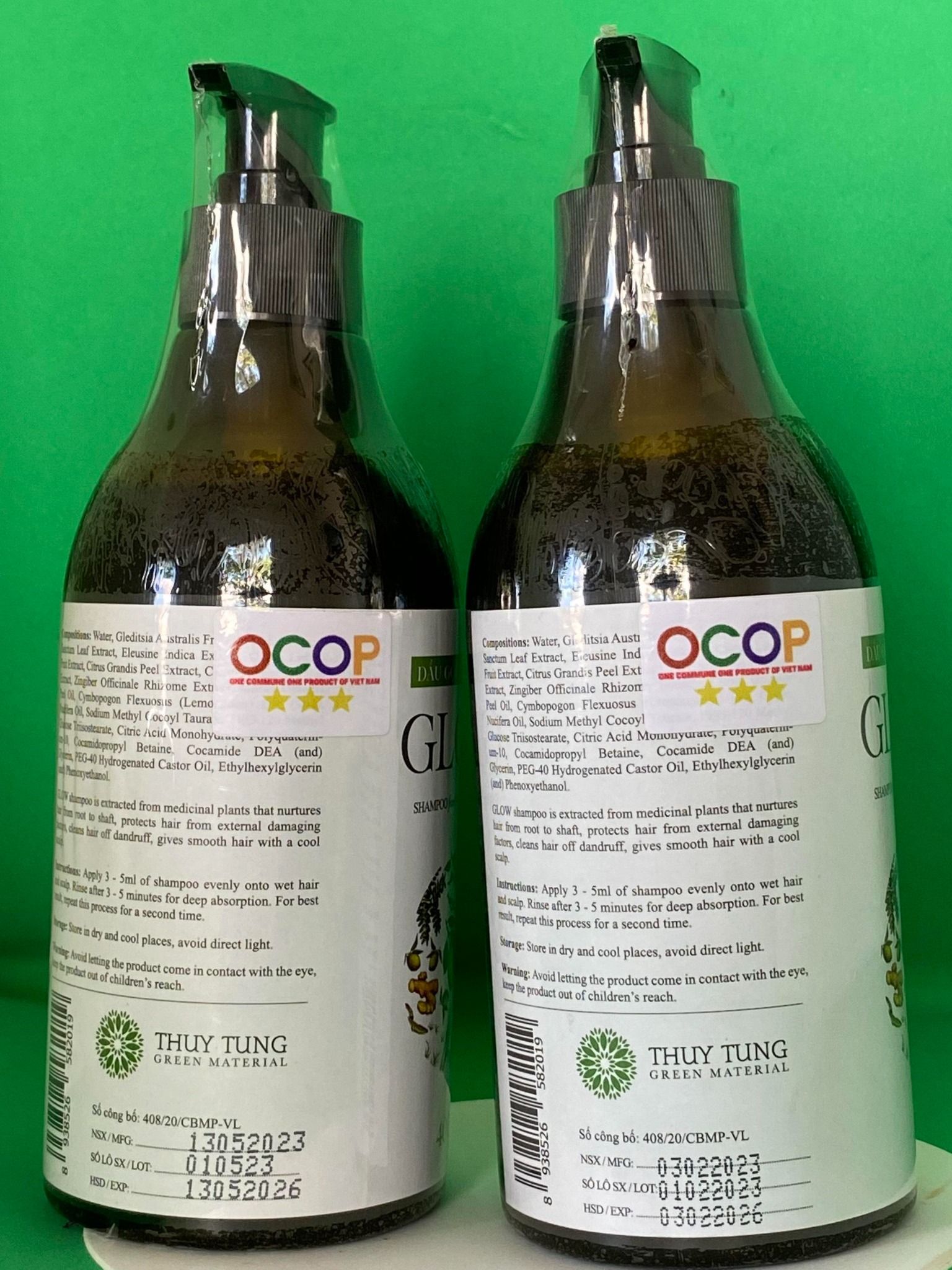 Dầu gội dược liệu GLOW 400ml được chiết xuất từ bồ kết, hương nhu tía, mần trầu, chanh, sả, gừng, vỏ bưởi