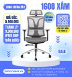  [SOLD - Hàng trưng bày thanh lý] Ghế Công Thái Học Ergonomic 1608 Xám 