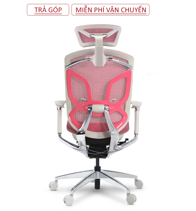  Ghế Công Thái Học Ergonomic GTchair Dvary Butterfly Đen - Xám - Hồng (Tặng Phụ Kiện Mắc Áo) 