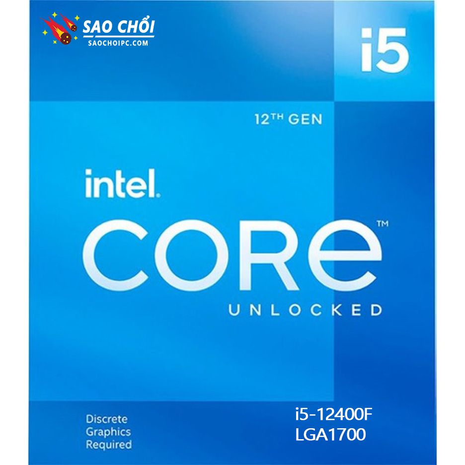 CPU Intel Core i5 - 12400F Box chính hãng (Upto 4.4Ghz, 6 nhân 12 luồng, 18MB Cache, 65W) - Socket 1700