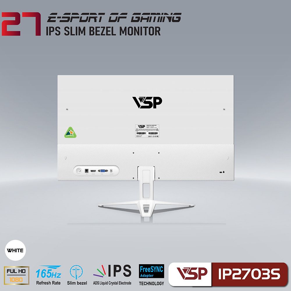 Màn Hình VSP 27inch IPS Tràn Viền 165HZ GAMING ( IP2703S ) - White