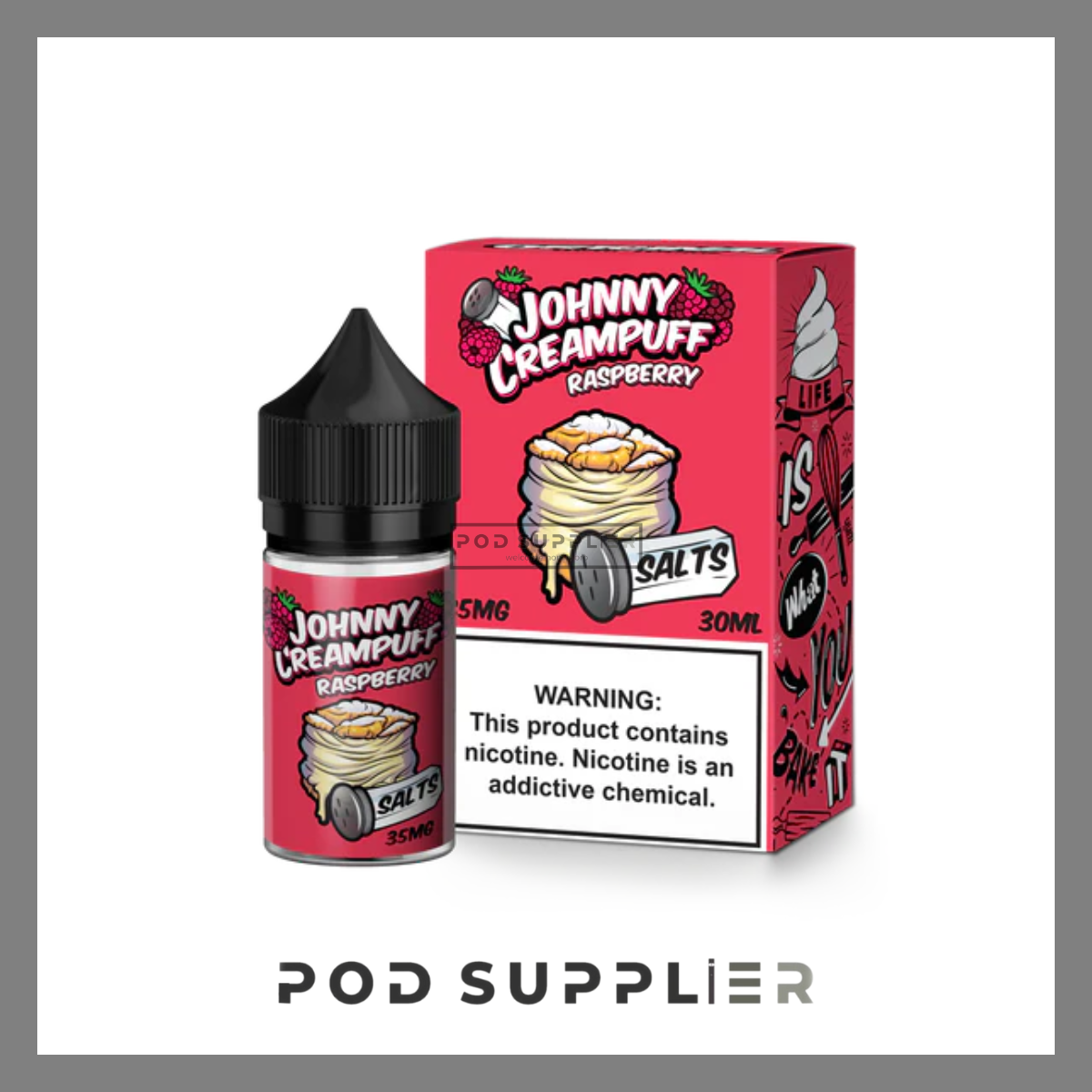  Raspberry ( Bánh Su Kem Mâm Xôi ) By Johnny Creampuff Saltnic 30ML 