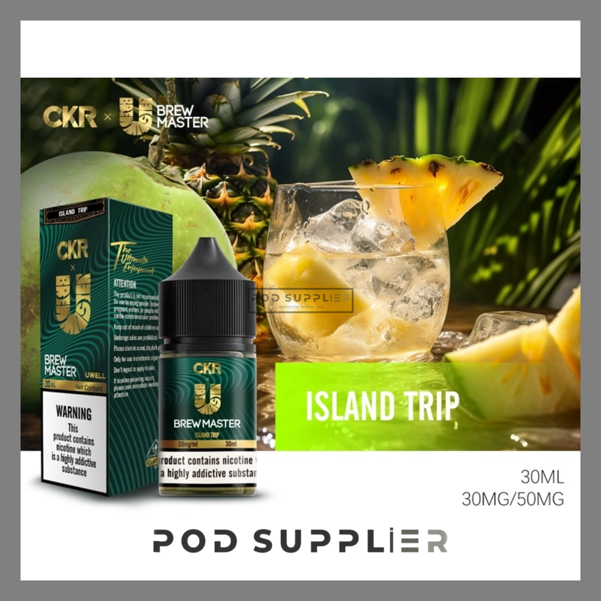  Island Trip ( Dứa Dừa Rượu Rum Lạnh ) By Uwell Brew Master Salt Nic 30ML 