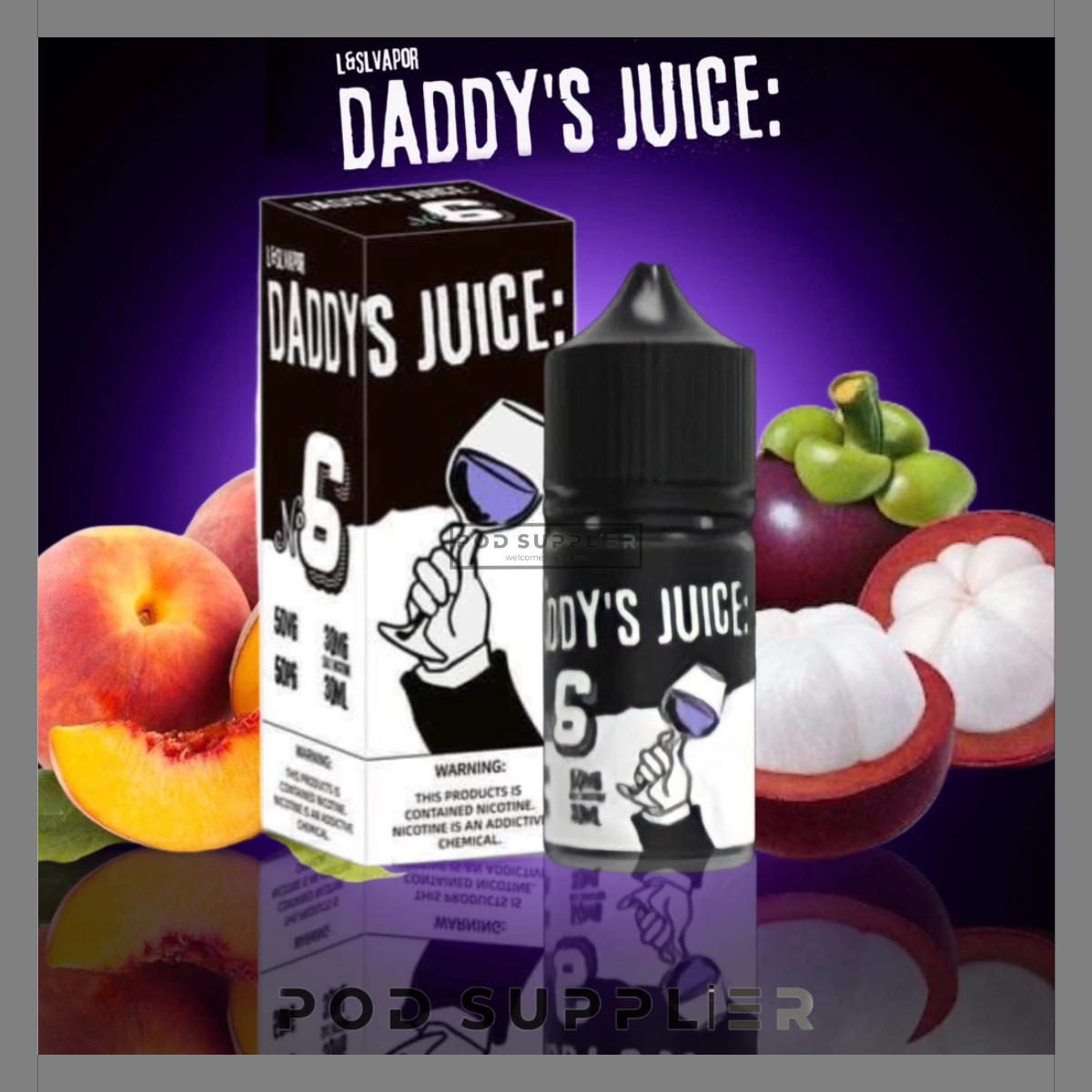  No.6 Mangosteen Peach ( Măng Cụt Đào ) By Daddy's Juice Salt Nic 30ML 