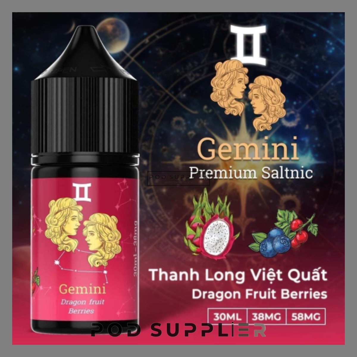  Dragon Fruit Berries ( Thanh Long Việt Quất ) By Gemini Premium Salt Nic 30ML 