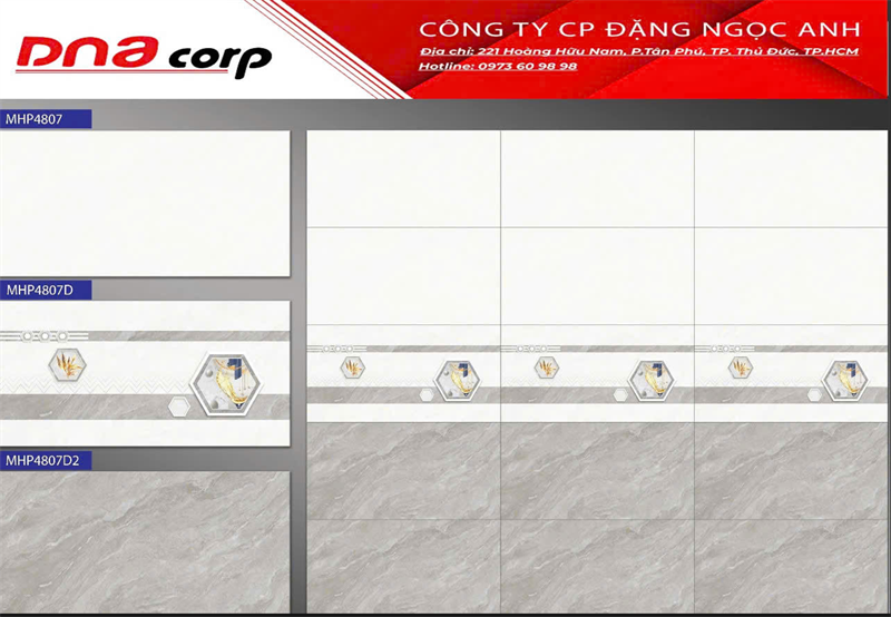 40*80 MHP4807D Gạch ốp tường điểm men bóng phương nam (1.28m/4v/th)