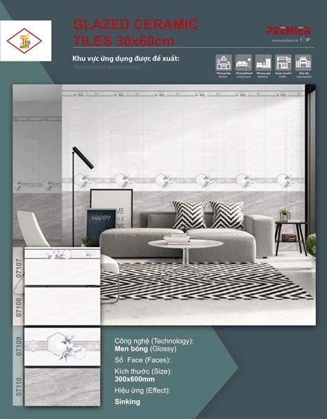điểm 30*30 men bóng prime bộ 7109