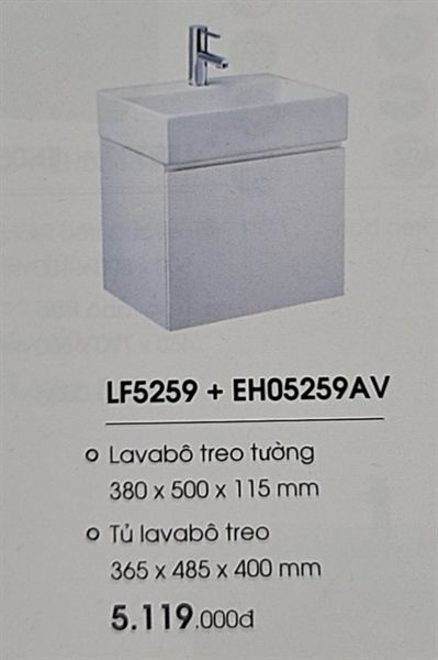 tủ lavabo treo tường LF5259+EH05259AV TRẮNG