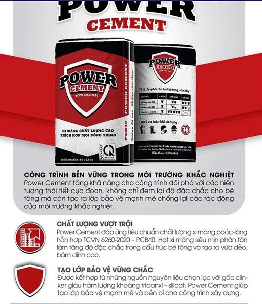 xi măng power cement Vicem Hà Tiên