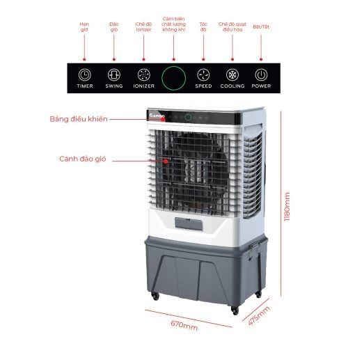 QUẠT ĐIỀU HÒA KHÔNG KHÍ RAPIDO WINDY-D CÔNG SUẤT 210W