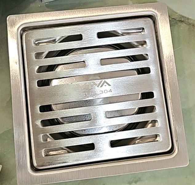 thoát sàn inox phi 90 15x15cm viva