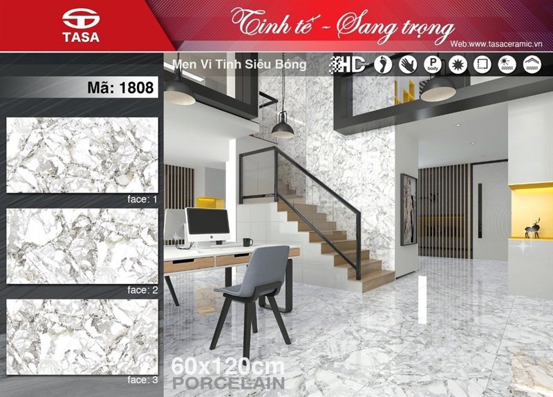 60*120 TSA1808 Gạch lát nền bóng kiếng 3 face ( T=2V=1.44M )