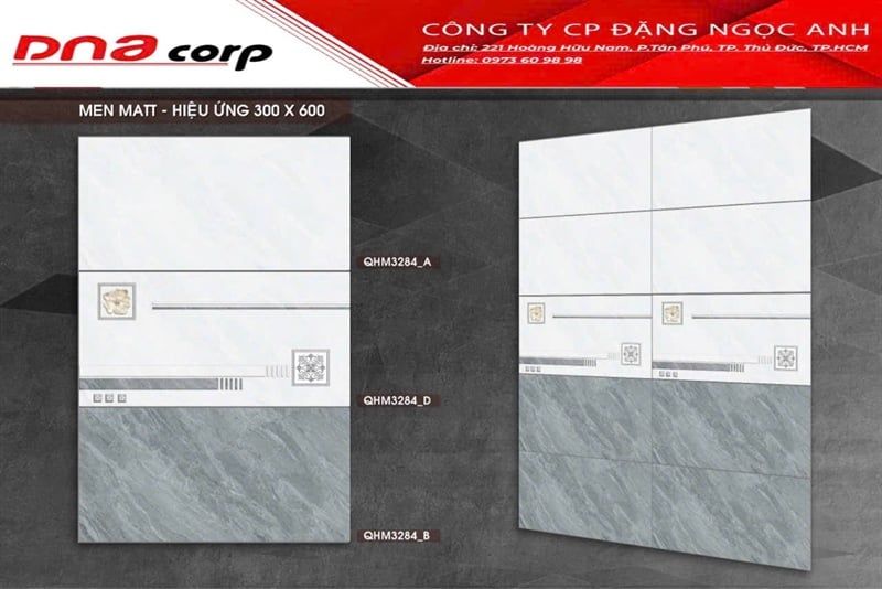 30*60 QHM3284A Gạch ốp tường men mờ Nhạt (T=6V=1.08M)