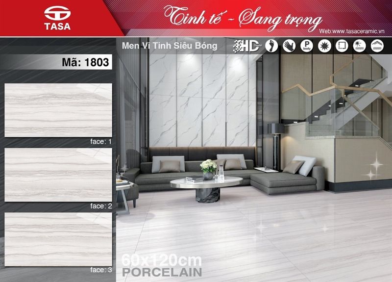 60*120 TSA1803 Gạch lát nền bóng kiếng 3 face ( T=2V=1.44M )