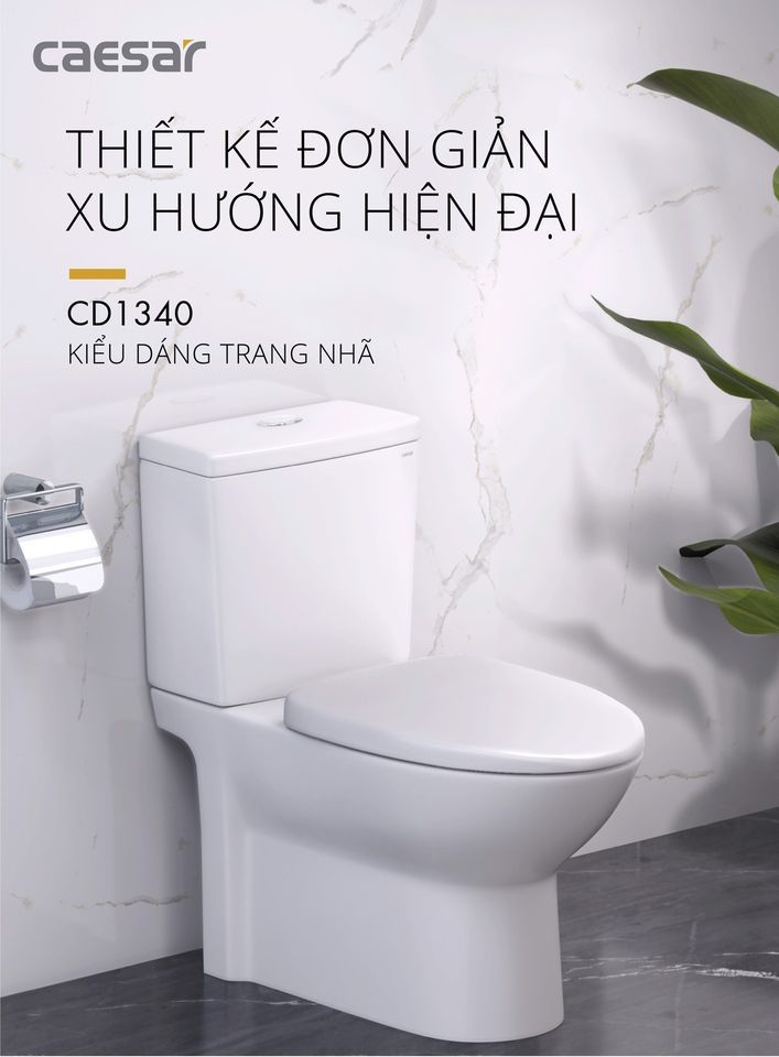  Bàn Cầu Hai Khối Nắp Êm - CD1340 