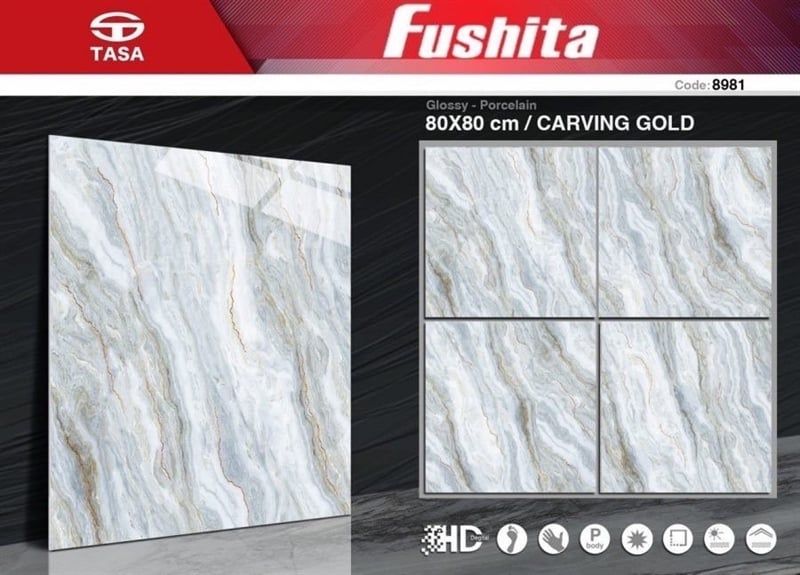 80*80 FST8981 Gạch lát nền đá bóng kính Fushita (1.92m/3v/th)