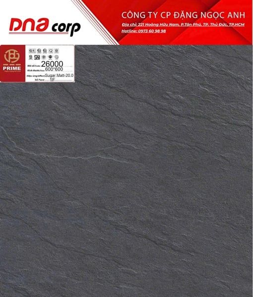 26000 Gạch lát nền đá nhám 60x60 Prime - dày 2cm (T2v/0.72m)
