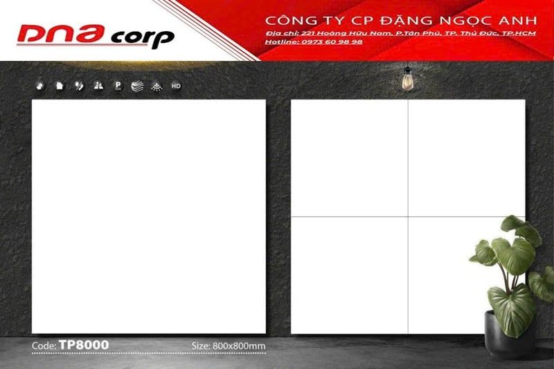đá mikado màu trắng 80x80 tp 8000 thùng 3v/ 1.92met