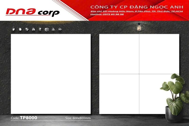 đá mikado màu trắng 80x80 tp 8000 thùng 3v/ 1.92met