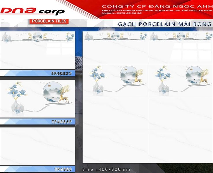 40*80 TP4083P Gạch ốp tường Điểm đá bán sứ BK (T=6V)